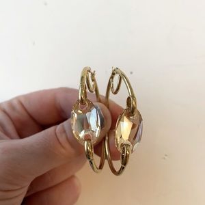 Henri Bendel Gold Stone Hoop Earrings